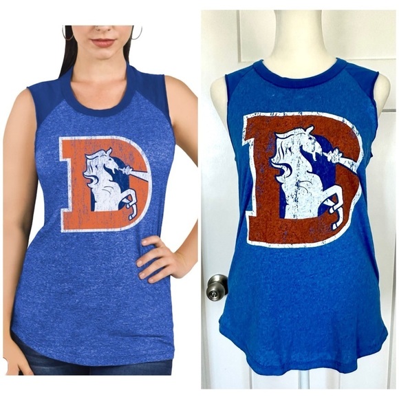 Majestic Tops - Majestic Threads Women’s Denver Broncos Royal Retro Muscle Tank - size S